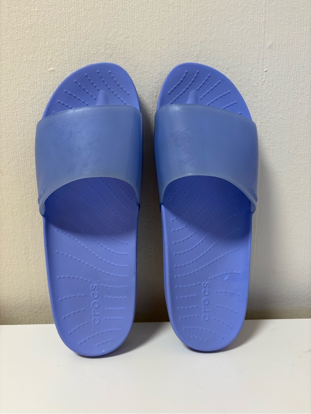 Crocs Splash Glossy Slide Sandals Women's 7 Purple Jelly Slip On Comfort